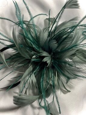 Teal Green Feather Fascinator Hair Clip. Hat clip.